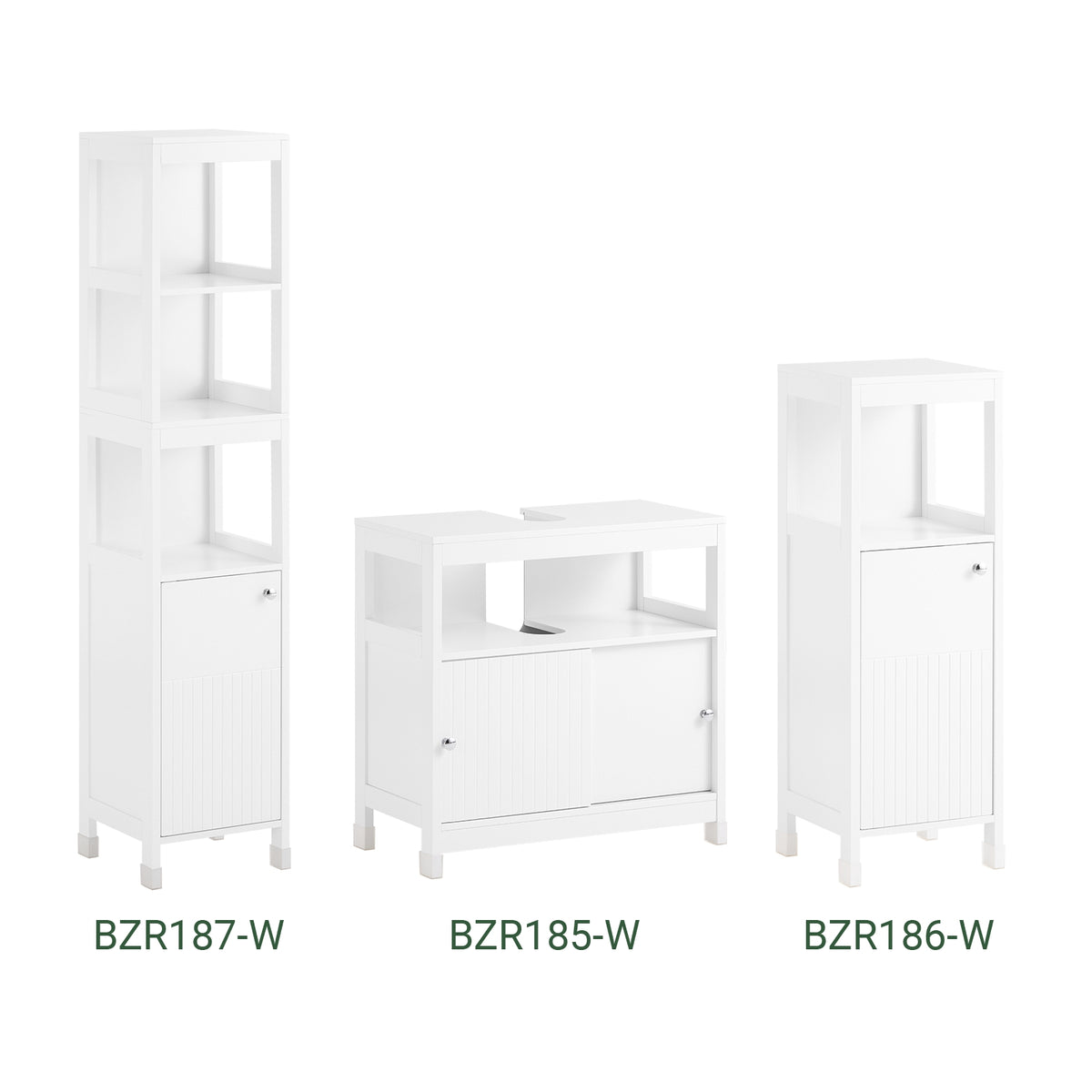 SoBuy BZR185-W Dulap sub chiuvetă, Dulap sub lavoar, Dulap de depozitare pentru baie, 2 rafturi, 2 uși glisante