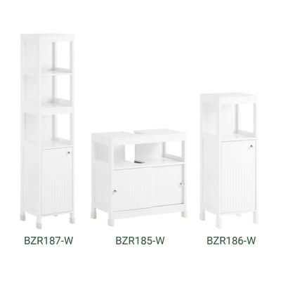SoBuy BZR185-W Dulap sub chiuvetă, Dulap sub lavoar, Dulap de depozitare pentru baie, 2 rafturi, 2 uși glisante