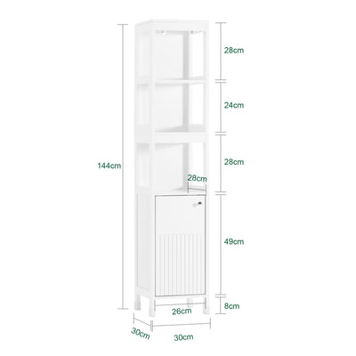SoBuy BZR187-W Meuble Colonne de Salle de Bain, Armoire Haute, Placard de Rangement, 3 Compartiments Ouverts