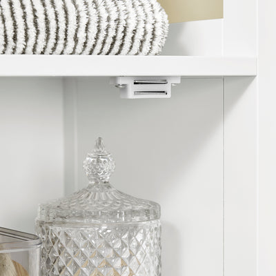 SoBuy BZR187-W Meuble Colonne de Salle de Bain, Armoire Haute, Placard de Rangement, 3 Compartiments Ouverts