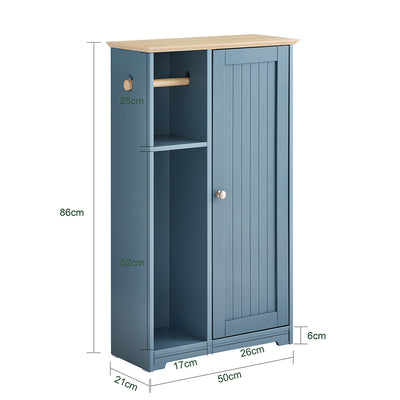 SoBuy BZR189-HG Dulap de Depozitare pentru Baie, Suport Hârtie Igienică, Suport Perie WC cu 1 Ușă