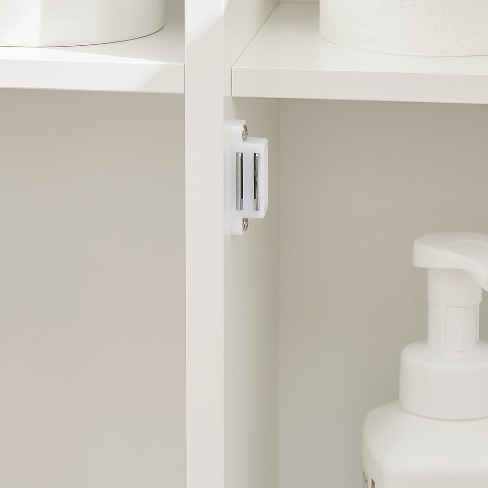 SoBuy BZR189-W Dulap de depozitare pentru baie Suport hârtie igienică Suport perie WC cu 1 ușă