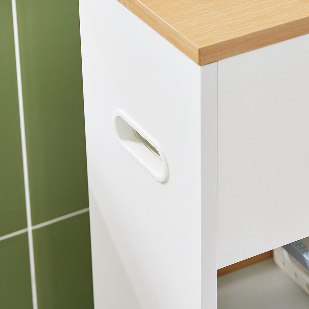 SoBuy BZR190-WN Suport Hârtie Igienică Dulap Hârtie Igienică Suport Perie WC Mobilier Baie pe roți