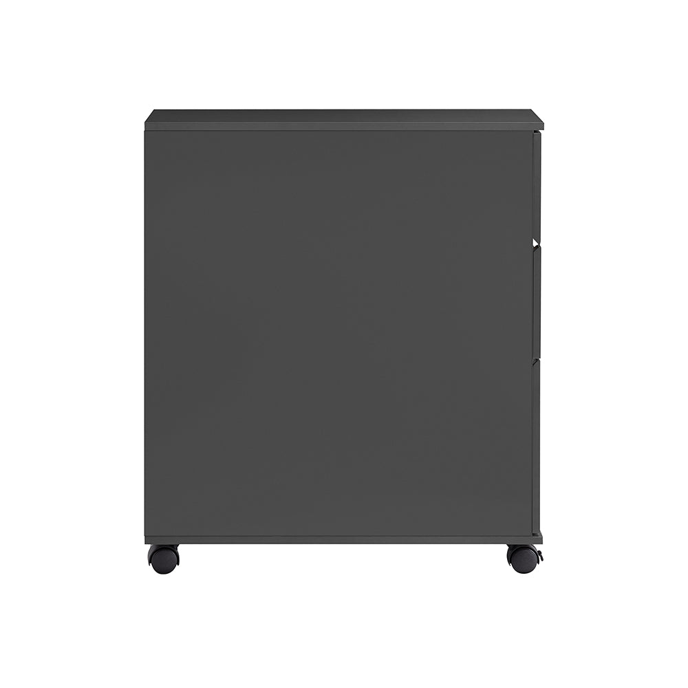 SoBuy BZR191-DG Meuble de Rangement Salle de Bain Étroit sur roulettes, Support Papier Toilette avec roulettes, Armoire Toilettes WC Compact, 3 Tiroirs