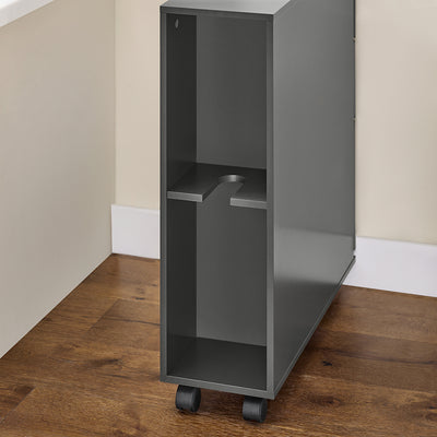 SoBuy BZR191-DG Meuble de Rangement Salle de Bain Étroit sur roulettes, Support Papier Toilette avec roulettes, Armoire Toilettes WC Compact, 3 Tiroirs
