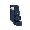 SoBuy BZR195-B Dulap de Depozitare Baie Îngust pe Roți, Suport Hârtie Igienică, Dulap Compact pentru Toaletă WC, 1 Raft Detașabil și 3 Sertare