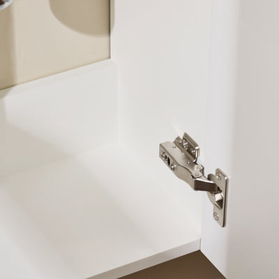 SoBuy BZR196-BR Mască suspendată pentru chiuvetă, din lemn închis la culoare, cu lavoar ceramic, ușă cu închidere soft-close fără mâner, raft, 15 kg – 40x22x56 cm