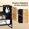 SoBuy BZR202-SCH Meuble sous Lavabo Salle de Bain 60 cm Petit Meuble de Rangement en Bambou et Métal Meuble sous Vasque Compact pour WC ou Petite Salle de Bain
