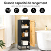 SoBuy BZR203-SCH Mobilier de baie pentru toaletă, dulap de depozitare îngust cu ușă din bambus, dulap de toaletă modern, care economisește spațiu pentru baie, toaletă, bucătărie 30x30x90cm
