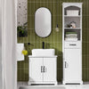 SoBuy BZR205-W Dulap sub chiuvetă baie 60 cm, Dulăpior de depozitare sub lavoar cu rafturi reglabile, Mobilier compact rezistent la umiditate din lemn, Alb