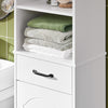 SoBuy BZR206-W Dulap înalt de baie, coloană de depozitare îngustă cu sertar și rafturi reglabile, dulap de baie din lemn, rezistent la umiditate, alb, 42×30×173 cm