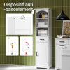 SoBuy BZR206-W Dulap înalt de baie, coloană de depozitare îngustă cu sertar și rafturi reglabile, dulap de baie din lemn, rezistent la umiditate, alb, 42×30×173 cm