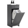 SoBuy BZR21-II-DG Meuble Bas de Salle de Bain, Armoire Toilette avec 1 Tiroir et 1 Panier à Linge Pliable, Meuble de Rangement, Corbeille à Linge, Coffre à Linge, Porte Vêtement, 40x38x90cm, Gris