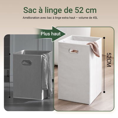 SoBuy BZR21-II-DG Dulap de baie, Dulap de toaletă cu 1 sertar și 1 coș de rufe pliabil, Dulap de depozitare, Coș de rufe, Cutie de rufe, Suport pentru haine, 40x38x90cm, Gri