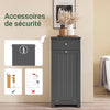 SoBuy BZR21-II-DG Meuble Bas de Salle de Bain, Armoire Toilette avec 1 Tiroir et 1 Panier à Linge Pliable, Meuble de Rangement, Corbeille à Linge, Coffre à Linge, Porte Vêtement, 40x38x90cm, Gris