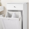 SoBuy BZR21-II-W Dulap de baie, Dulap de toaletă cu 1 sertar și 1 coș de rufe pliabil, Unitate de depozitare, Coș de rufe, Cutie de rufe, Suport pentru haine, 40x38x90cm, Alb