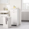 SoBuy BZR21-II-W Dulap de baie, Dulap de toaletă cu 1 sertar și 1 coș de rufe pliabil, Unitate de depozitare, Coș de rufe, Cutie de rufe, Suport pentru haine, 40x38x90cm, Alb