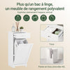 SoBuy BZR21-II-W Dulap de baie, Dulap de toaletă cu 1 sertar și 1 coș de rufe pliabil, Unitate de depozitare, Coș de rufe, Cutie de rufe, Suport pentru haine, 40x38x90cm, Alb