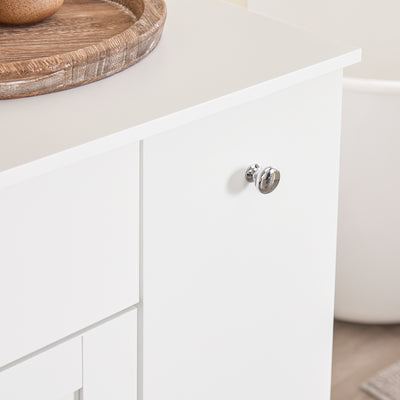 SoBuy BZR214-W Dulap de Baie cu Coș de Rufe, Coloană de Depozitare cu 1 Sertar și Compartiment Glisant, Dulap de Baie Impermeabil 78x38x90cm, Ideal pentru WC, Chiuvetă, Toaletă