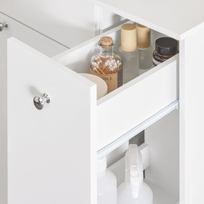 SoBuy BZR214-W Dulap de Baie cu Coș de Rufe, Coloană de Depozitare cu 1 Sertar și Compartiment Glisant, Dulap de Baie Impermeabil 78x38x90cm, Ideal pentru WC, Chiuvetă, Toaletă