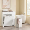 SoBuy BZR214-W Dulap de Baie cu Coș de Rufe, Coloană de Depozitare cu 1 Sertar și Compartiment Glisant, Dulap de Baie Impermeabil 78x38x90cm, Ideal pentru WC, Chiuvetă, Toaletă