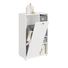 SoBuy BZR218-W Meuble Salle de Bain avec Panier à Linge - Armoire de Rangement avec 2 Paniers en Tissu Colonne Salle de Bain Gain de Place Meuble Linge Sale Blanc pour Buanderie