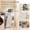SoBuy BZR218-W Meuble Salle de Bain avec Panier à Linge - Armoire de Rangement avec 2 Paniers en Tissu Colonne Salle de Bain Gain de Place Meuble Linge Sale Blanc pour Buanderie