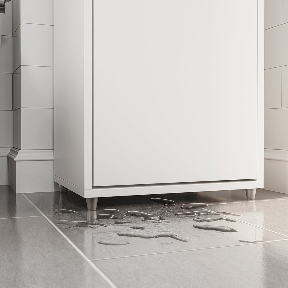 SoBuy BZR196-BR Mască suspendată pentru chiuvetă, din lemn închis la culoare, cu lavoar ceramic, ușă cu închidere soft-close fără mâner, raft, 15 kg – 40x22x56 cm