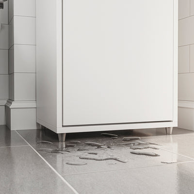 SoBuy BZR196-BR Mască suspendată pentru chiuvetă, din lemn închis la culoare, cu lavoar ceramic, ușă cu închidere soft-close fără mâner, raft, 15 kg – 40x22x56 cm