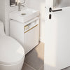 SoBuy BZR222-W Meuble sous Lavabo Étroit avec Découpe en U 40x60x30cm Salle de Bain | Petit Meuble Vasque, Rangement Bas pour Toilettes Invités et Petits Espaces, Finition Mat Blanc et Aspect Bois Blanc