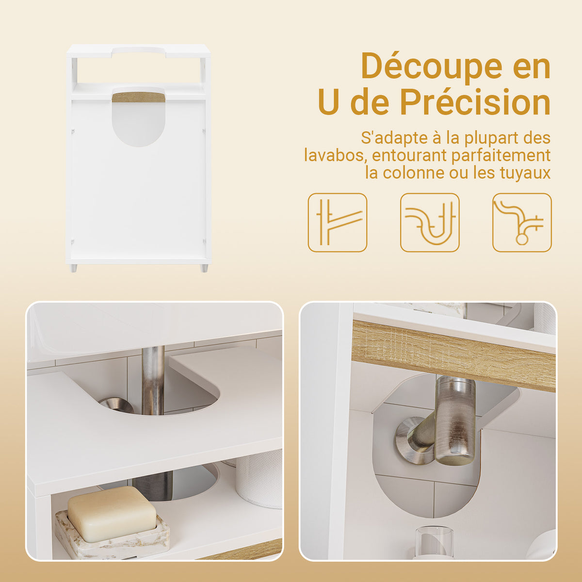 SoBuy BZR196-BR Mască suspendată pentru chiuvetă, din lemn închis la culoare, cu lavoar ceramic, ușă cu închidere soft-close fără mâner, raft, 15 kg – 40x22x56 cm