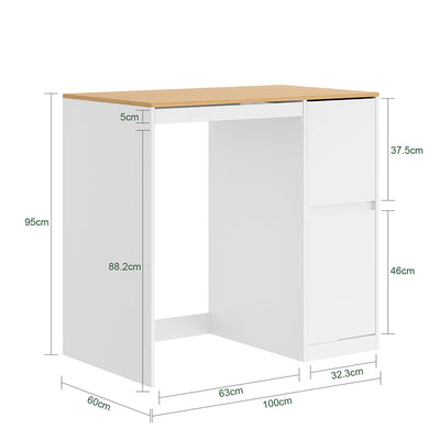 SoBuy BZR223-WN Meuble au-dessus du Lave-Linge 100×60×95 cm – Étendoir Coulissant, Panier à Linge, Sans Panneau Arrière, Blanc et Naturel
