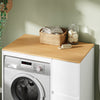 SoBuy BZR223-WN Meuble au-dessus du Lave-Linge 100×60×95 cm – Étendoir Coulissant, Panier à Linge, Sans Panneau Arrière, Blanc et Naturel