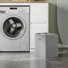 SoBuy BZR223-WN Meuble au-dessus du Lave-Linge 100×60×95 cm – Étendoir Coulissant, Panier à Linge, Sans Panneau Arrière, Blanc et Naturel