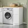 SoBuy BZR223-WN Meuble au-dessus du Lave-Linge 100×60×95 cm – Étendoir Coulissant, Panier à Linge, Sans Panneau Arrière, Blanc et Naturel