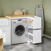 SoBuy BZR223-WN Meuble au-dessus du Lave-Linge 100×60×95 cm – Étendoir Coulissant, Panier à Linge, Sans Panneau Arrière, Blanc et Naturel