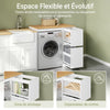 SoBuy BZR223-WN Meuble au-dessus du Lave-Linge 100×60×95 cm – Étendoir Coulissant, Panier à Linge, Sans Panneau Arrière, Blanc et Naturel