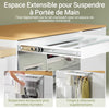 SoBuy BZR223-WN Meuble au-dessus du Lave-Linge 100×60×95 cm – Étendoir Coulissant, Panier à Linge, Sans Panneau Arrière, Blanc et Naturel