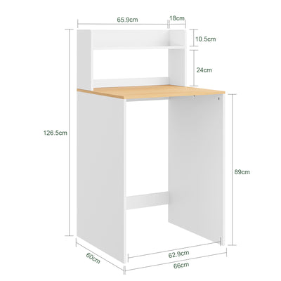 SoBuy BZR224-WN Meuble au-dessus du Lave-Linge 66×60×127 cm – Plan de Travail + Étagère avec Garde-Corps, Sans Panneau Arrière, Blanc et Naturel
