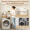 SoBuy BZR224-WN Meuble au-dessus du Lave-Linge 66×60×127 cm – Plan de Travail + Étagère avec Garde-Corps, Sans Panneau Arrière, Blanc et Naturel