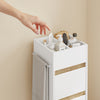 SoBuy BZR225-WN Colonne de Salle de Bain sur Roulettes avec Tiroir – Porte et Étagère, Rangement Vertical – 33×30×91 cm, Blanc