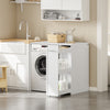 SoBuy BZR229-W Meuble Lave-Linge avec Porte et Tiroir Coulissant – Armoire de Buanderie Encastrable – 90×60×88 cm, Blanc