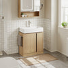 SoBuy BZR235-N Meuble sous-Vasque à Poser 60 cm – Meuble sous Lavabo Chêne Clair Style Scandinave avec Porte-Serviette Intégré – 60×30×60 cm, Charge 30 kg