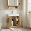 SoBuy BZR235-N Meuble sous-Vasque à Poser 60 cm – Meuble sous Lavabo Chêne Clair Style Scandinave avec Porte-Serviette Intégré – 60×30×60 cm, Charge 30 kg