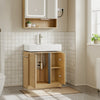 SoBuy BZR235-N Meuble sous-Vasque à Poser 60 cm – Meuble sous Lavabo Chêne Clair Style Scandinave avec Porte-Serviette Intégré – 60×30×60 cm, Charge 30 kg
