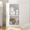 SoBuy BZR241-E-W Colonne de Salle de Bain Blanche avec Éclairage Intégré – 3 Portes, Panier à Linge Dissimulé, Style Scandinave – 60×30×180 cm, Charge 85 kg