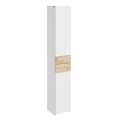 SoBuy BZR244-WN Armoire Haute de Salle de Bain Blanche avec 2 Tiroirs – Colonne de Rangement avec 4 Étagères, Panneau Mélaminé – 30×30×180 cm, Charge 39 kg