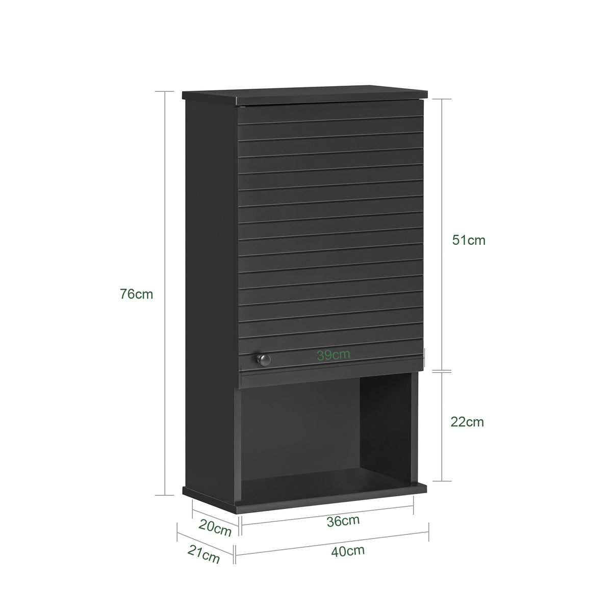 SoBuy BZR25-SCH Dulap de perete suspendat pentru baie, cu ușă, dulap de medicamente cu rafturi, 40x21x67 cm, negru