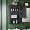 SoBuy BZR25-SCH Meuble Haut Armoire Suspendue de Toilettes Placard Mural avec Porte pour Salle de Bain Armoire à Pharmacie avec étagères, 40x21x67 cm, Noir
