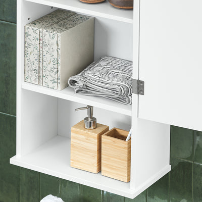 SoBuy BZR25-W Meuble Haut Armoire Suspendue de Toilettes Placard Mural